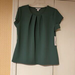 Liz Claiborne Texture Tee Womens Round Neck Short Sleeve Blouse - Olive - Large